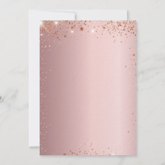 キンセアニェラ赤面ピンクのローズ金ゴールドドレスラグジュアリー 招待状 (裏面)