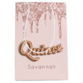 キンセアニェラ赤面ピンクのローズ金ゴールド乾燥 ミディアムペーパーバッグ (正面)