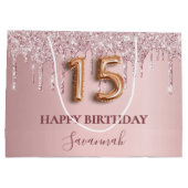 キンセアニェラ赤面ピンクグリッタードリップモノグラム名 ラージペーパーバッグ (裏面)