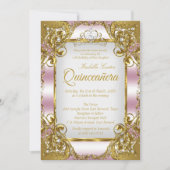 キンセアニェラ赤面ピンクゴールデンパールティアラパーティー 招待状 (正面)