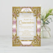 キンセアニェラ赤面ピンクゴールデンパールティアラパーティー 招待状 (スタンド正面)