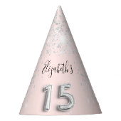 キンセアニェラ赤面ピンクシルバーグリッター名 パーティーハット (正面)