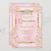 キンセアニェラ赤面ピンクティアラフォトバースデーパーティー 招待状 (正面/裏面)