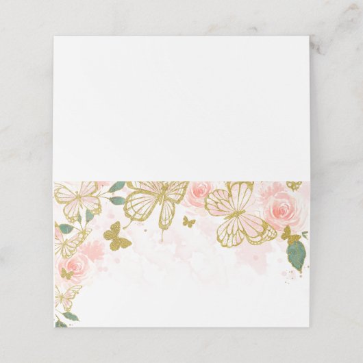 キンセアニェラ赤面ピンクバタフライフローラ座席表 プレイスカード (外部開封)