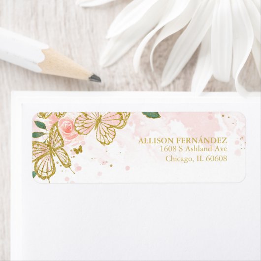 キンセアニェラ赤面ピンクバタフライフローラ ラベル (インサイチュ)