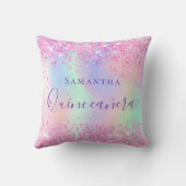キンセアニェラ赤面ピンクパープルグリッターホログラフィック クッション (裏面)