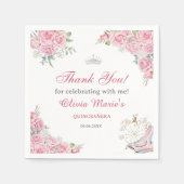 キンセアニェラ赤面ピンクフローラシルバークラウン スタンダードカクテルナプキン (正面)