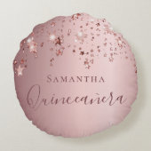 キンセアニェラ赤面ピンクモノグラム名スパークル ラウンドクッション (裏面)