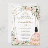 キンセアニェラ赤面ピンクローズと金ゴールド、ガールガウンI 招待状 (正面)