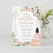 キンセアニェラ赤面ピンクローズと金ゴールド、ガールガウンI 招待状 (スタンド正面)