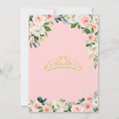 キンセアニェラ赤面ピンクローズアンド金ゴールドパールティアラ 招待状 (裏面)