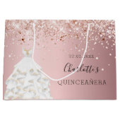 キンセアニェラ赤面ピンクローズ金ゴールドドレス ラージペーパーバッグ (正面)