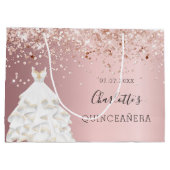 キンセアニェラ赤面ピンクローズ金ゴールドドレス ラージペーパーバッグ (裏面)