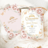 キンセアニェラ赤面ピンク金ゴールドフローラ 招待状