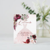 キンセアニェラ赤面ブルグンディウォーターカラーフラワーズインヴィ 招待状 (スタンド正面)