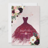 キンセアニェラ赤面ブルゴーニュ水彩花 招待状 (正面)