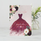 キンセアニェラ赤面ブルゴーニュ水彩花 招待状 (スタンド正面)