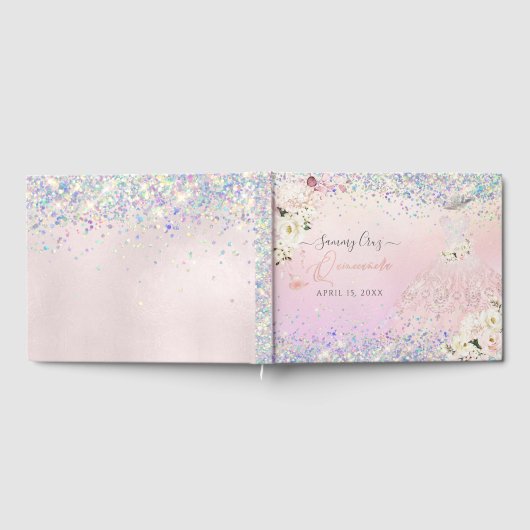 キンセアニェラ赤面プリンセスグリッターガウン紙吹雪G ゲストブック (全面)