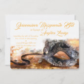 キンセアニェラ金ゴールドとブラックマスカレードウォーターカラー 招待状 (正面)