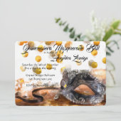 キンセアニェラ金ゴールドとブラック紙吹雪マスカレード 招待状 (スタンド正面)