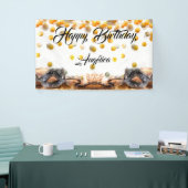 キンセアニェラ金ゴールドとブラック紙吹雪マスカレード 横断幕 (トレードショー)