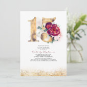 キンセアニェラ金ゴールドとブルゴーニュレッド15誕生日 招待状 (スタンド正面)