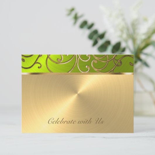 キンセアニェラ金ゴールドとライムフィリグリー縁ど旋回 招待状 (スタンド正面)