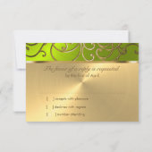 キンセアニェラ金ゴールドとライムフィリグリー縁ど旋回 招待状 (裏面)