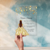 キンセアニェラ金ゴールドのドレススター澄ん アクリル招待状
