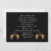 キンセアニェラ金ゴールドは15歳の誕生日に黒でキューピッド 招待状 (裏面)