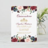 キンセアニェラ金ゴールドクラウンブルガンディブルーフローラ招待状 招待状 (スタンド正面)