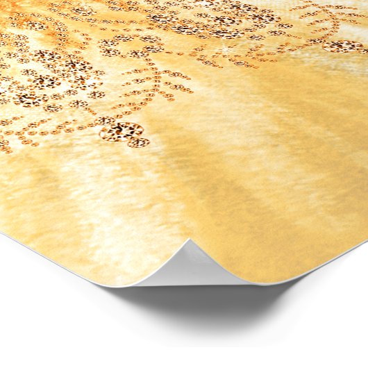 キンセアニェラ金ゴールドグリッタードレス花模様歓迎 ポスター (角)