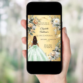 キンセアニェラ金ゴールドグリーンドレス花模様 招待状