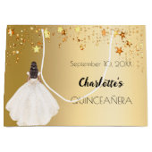 キンセアニェラ金ゴールドスターアイボリードレス ラージペーパーバッグ (正面)