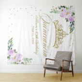 キンセアニェラ金ゴールドティアラ薄紫フローラ背景 タペストリー (インサイチュ(横))