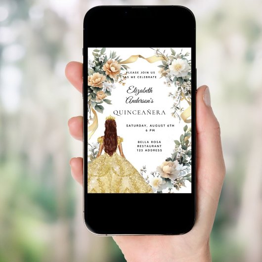 キンセアニェラ金ゴールドドレス花模様セージグリーン 招待状