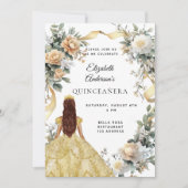 キンセアニェラ金ゴールドドレス花模様セージグリーン 招待状 (正面)