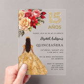 キンセアニェラ金ゴールドドレス花模様バラ 澄ん アクリル招待状 (インサイチュ (ポータブル))