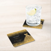 キンセアニェラ金ゴールドフェイクグリッター スクエアペーパーコースター (インサイチュ)