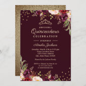 キンセアニェラ金ゴールドブルゴーニュフローラスパークル 招待状 (正面/裏面)