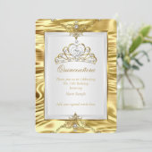 キンセアニェラ金ゴールドホイルフェイクホワイトパールティアラ 招待状 (スタンド正面)