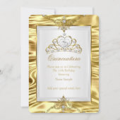 キンセアニェラ金ゴールドホイルフェイクホワイトパールティアラ 招待状 (正面)