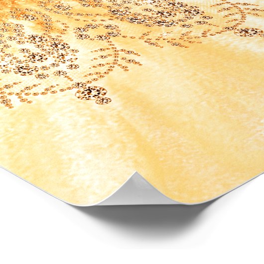 キンセアニェラ金ゴールドホワイトドレス花模様パーティー歓迎 ポスター (角)