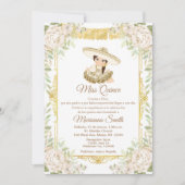 キンセアニェラ金ゴールドホワイトローズフィエスタミスクリンス  招待状 (正面)