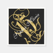 キンセアニェラ金ゴールドリーフ華美ルック15任意の色 スタンダードカクテルナプキン (正面)