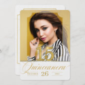 キンセアニェラ金ゴールド英語 – 写真付き 招待状 (正面/裏面)