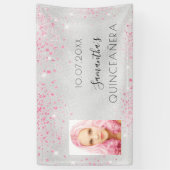 キンセアニェラ銀写真紫グリッターモノグラム 横断幕 (縦)