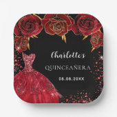 キンセアニェラ黒い赤いドレスの花 ペーパープレート (正面)