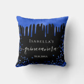 キンセアニェラ黒王室の青グリッター名 クッション (裏面)