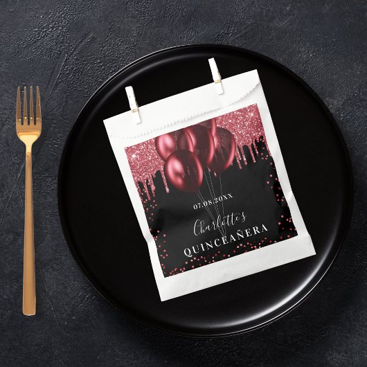 キンセアニェラ黒赤グリッター風船 フェイバーバッグ